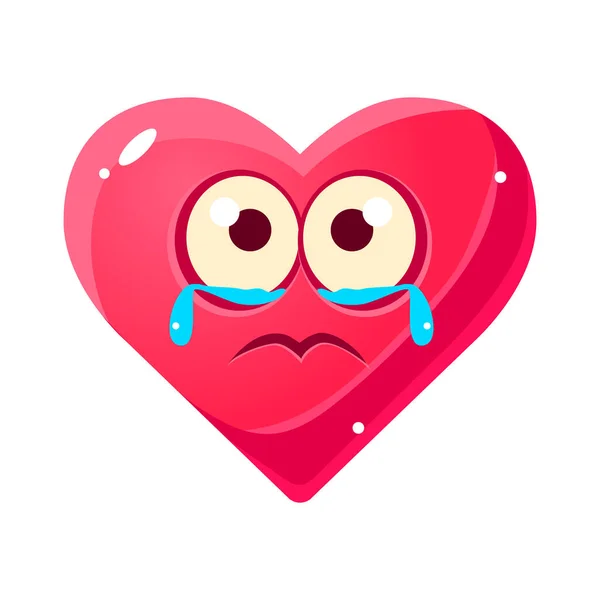 Crying Upset Emoji, Pink Heart Emotional Facial Expression Isolated Icon With Love Symbol Emoticon Cartoon Character