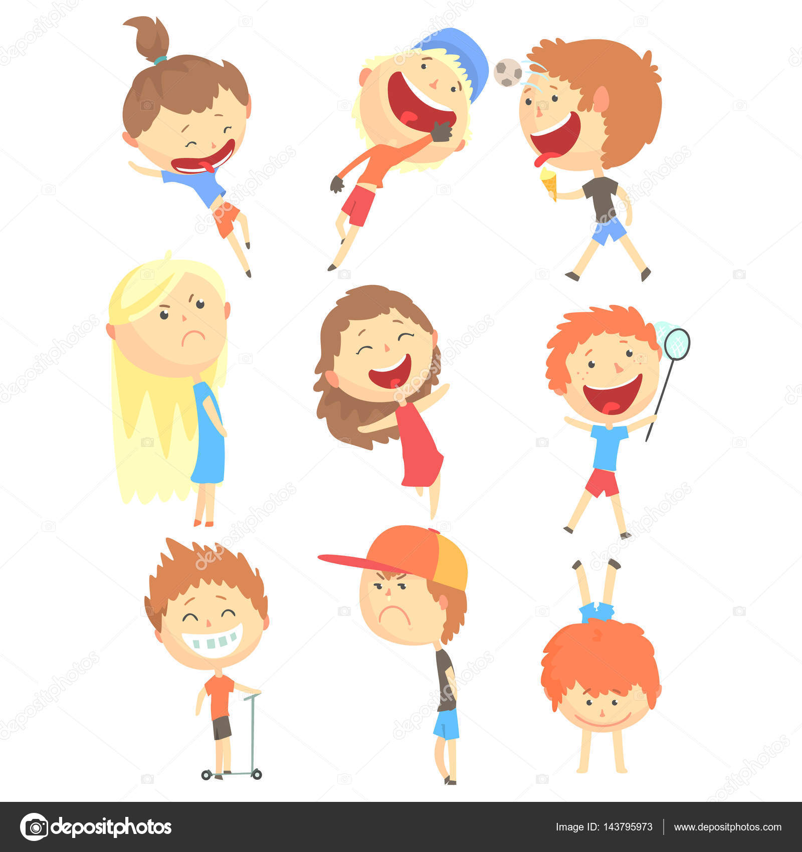 Happy Childhood Vector Illustration Collection With Positive Smiling Children In Summer Clothes By TopVectors Happy Childhood Vector Illustration Collection With Positive Smiling Children In Summer Clothes By TopVectors