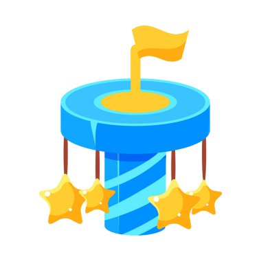 Mavi çocuklar Carousel ile yıldız, peri masalı Şeker Diyarı adil peyzaj öğesinde çocukça renkli tasarım nesnesi izole