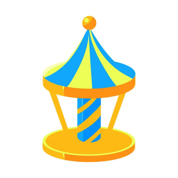 Blue And Yello Merry-Go-Round, Fairy Tale Candy Land Fair elemento paisajístico en diseño colorido infantil objeto aislado — Vector de stock