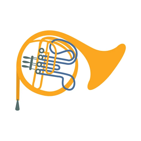 Латунний ріг, частина музичних інструментів Набір реалістичних мультфільмів Векторні ізольовані ілюстрації — стоковий вектор
