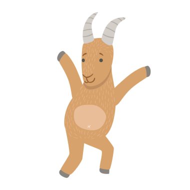 Keçi şirin oyuncak hayvan detaylı öğeleri koleksiyonunun Fauna çocukça vektör çıkartmaları ile