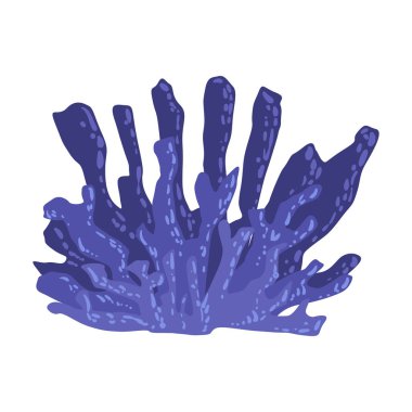 Mavi boynuz mercan, tropik resif deniz omurgasız hayvan izole vektör simgesi