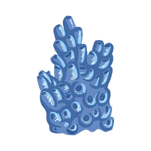 Corail à bulles bleues, récif tropical animal invertébré marin Icône vectorielle isolée — Image vectorielle