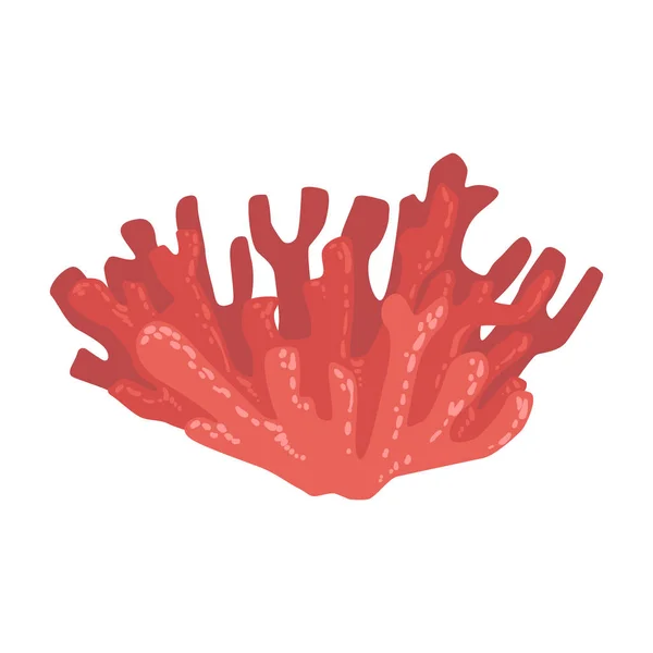 Corail mou rouge, récif tropical animal invertébré marin Icône vectorielle isolée — Image vectorielle