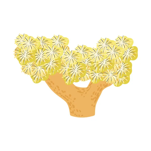 Желтая звезда мягкий коралл, тропический риф морской беспозвоночных животных Изолированная векторная икона — стоковый вектор