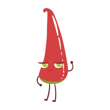 Biber biber şirin Anime Çizgi film sebze gıda karakter Emoji vektör çizim gülümseyen insanlaşmış