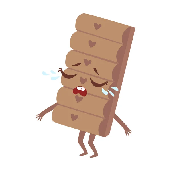 Crying Chocolate Bar Anime lindo humanizado personaje de la comida de dibujos animados Emoji Vector Ilustración — Vector de stock