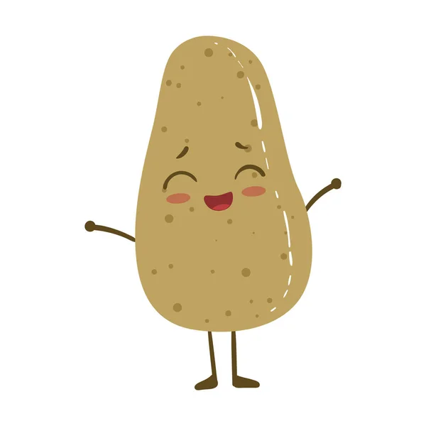 Patates şirin Anime Çizgi film sebze gıda karakter Emoji vektör çizim gülümseyen insanlaşmış — Stok Vektör