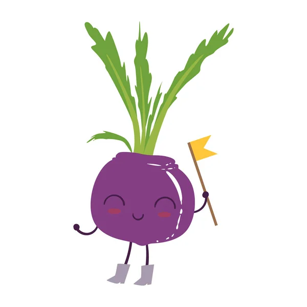 Beetroot Anime mignon humanisé sourire dessin animé légume personnage Emoji vecteur Illustration — Image vectorielle