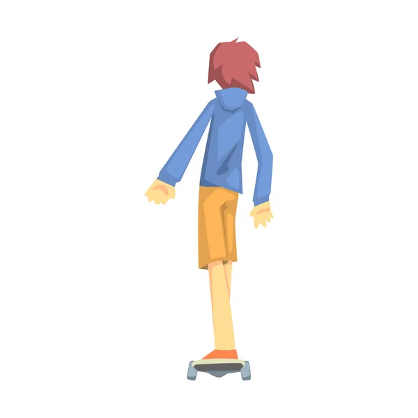 Chico montando un monopatín, parte de los adolescentes practicando deportes extremos para recreación conjunto de personajes de dibujos animados — Archivo Imágenes Vectoriales