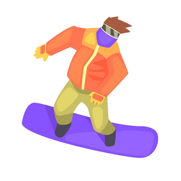 A srác a Snowboard része tinédzserek gyakorló extrém sportok, szabadidő készlet rajzfilmfigurák — Stock Vector