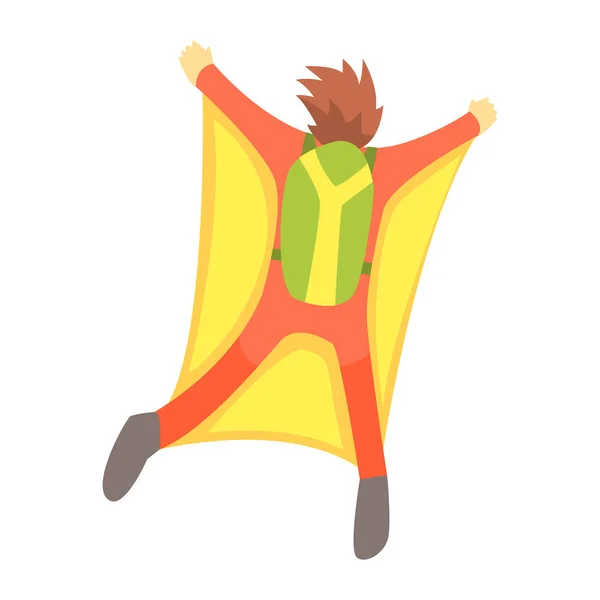 家伙跳伞翼与降落伞，青少年练习极限运动娱乐的一部分设置的卡通人物 — 图库矢量图片