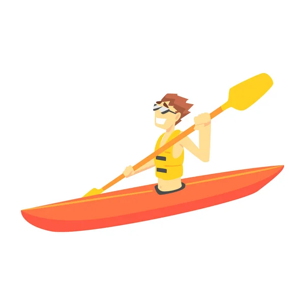 Guy Kayaking, Part Of Teenagers Practicing Extreme Sports for Recreation Set Of Cartoon Characters — стоковый вектор