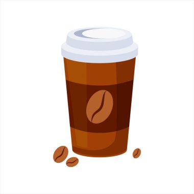 Kahve kağıt bardak, sokak Fast Food Cafe menü öğesi renkli vektör simge götürün