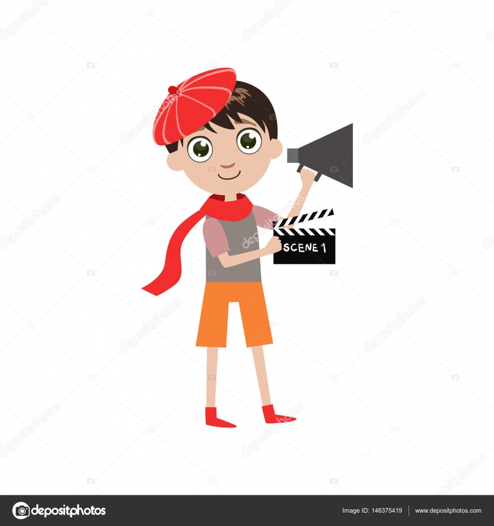 pic Director De Cine Dibujo Animado https depositphotos com 146375419 stock illustration boy future movie director html