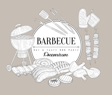 Barbekü partisi Vintage kroki
