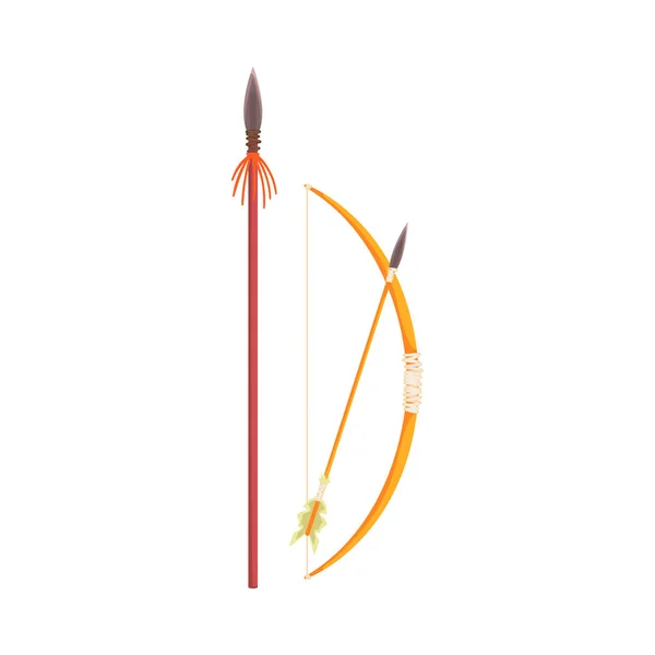 Afrikanischer Speer, Pfeil und Bogen realistisch vereinfachte Zeichnung — Stockvektor