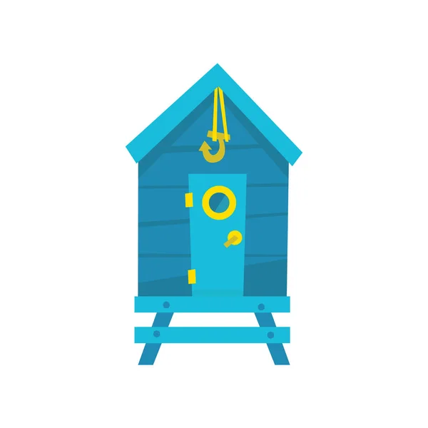 フックが付いている青いビーチ小屋 — ストックベクタ