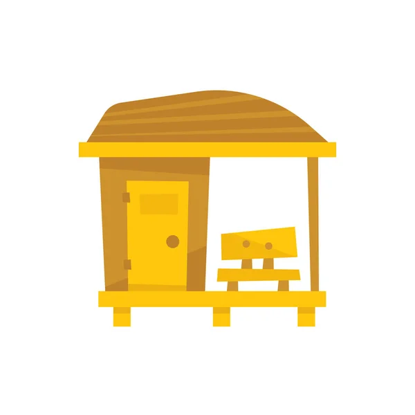 Klein houten strand cabine met bankje — Stockvector