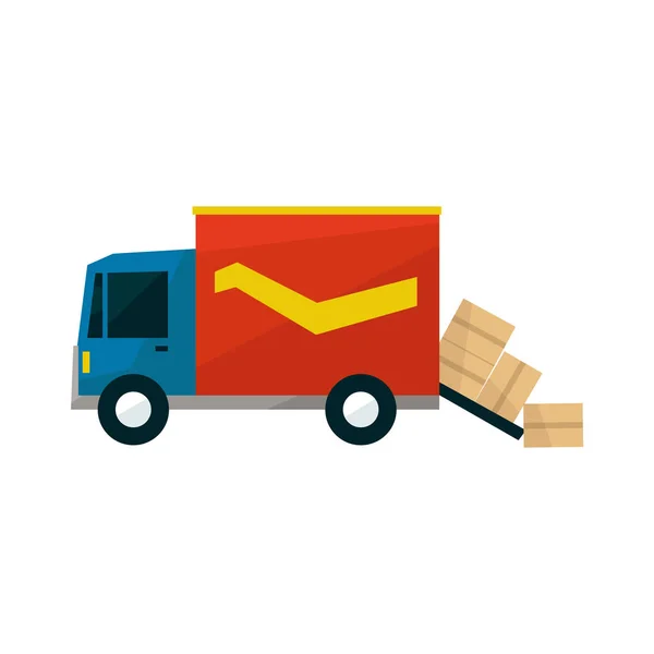Long Distance Cargo Truck With Boxes Falling Out — Stock Vector