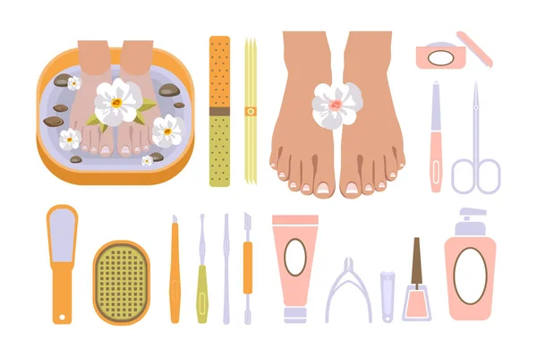 Set de Pedicura Spa. Ilustración vectorial — Vector de stock