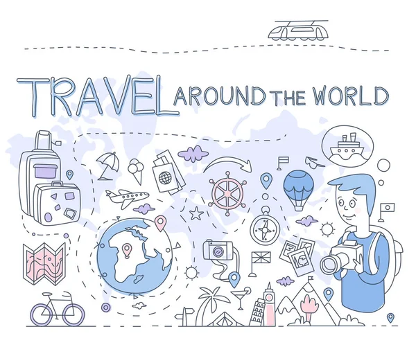 Berkeliling dunia. Vector Illustration Infographics - Stok Vektor