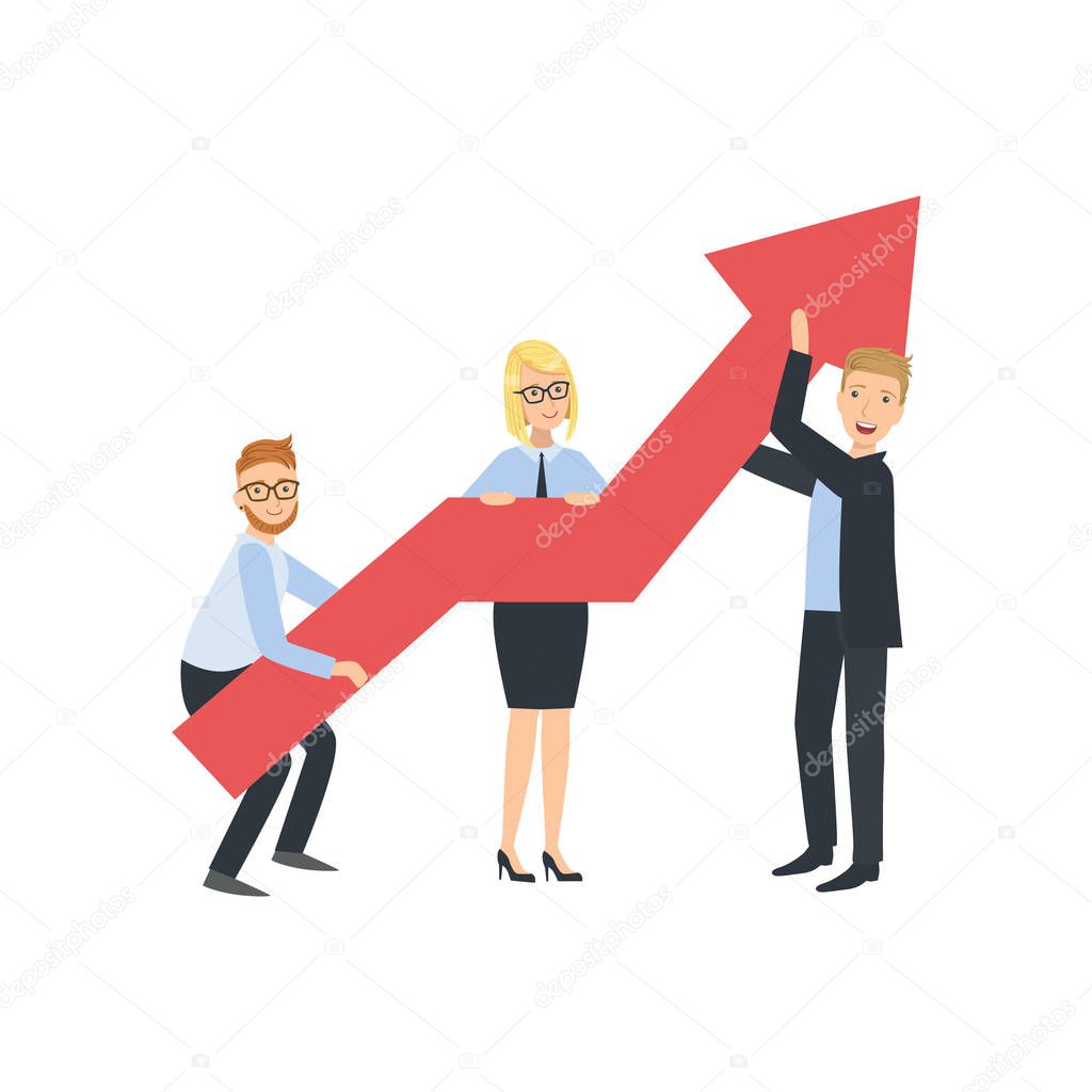 Managers Holing Arrow Showing Growth Teamwork Illustration