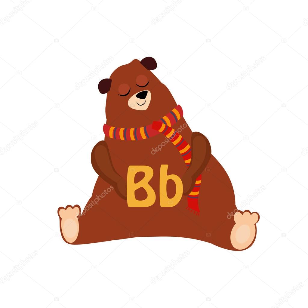 Bear. Funny Alphabet, Animal Vector Illustration