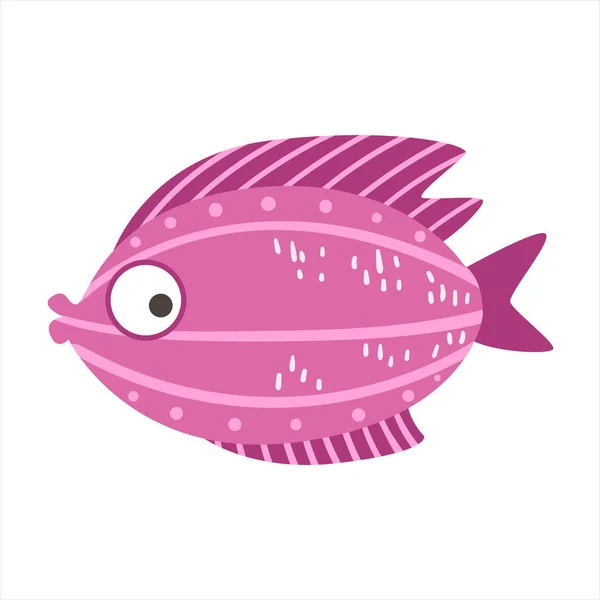 Burgundy And Pink Fantastic Colorful Aquarium Fish, Tropical Reef Aquatic Animal — Stock Vector