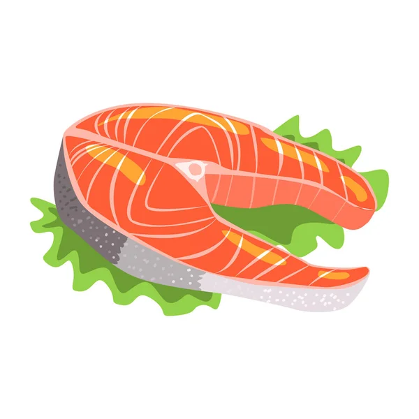 Filete de pescado de salmón, alimento rico en proteínas, elemento importante de la dieta equilibrada saludable Vector ilustración — Archivo Imágenes Vectoriales