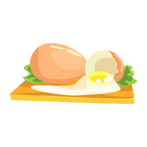 Huevo de pollo, alimento rico en proteínas, elemento importante de la dieta equilibrada saludable Vector ilustración — Vector de stock
