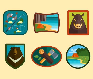 Kamp ekipmanları simgeler kümesi