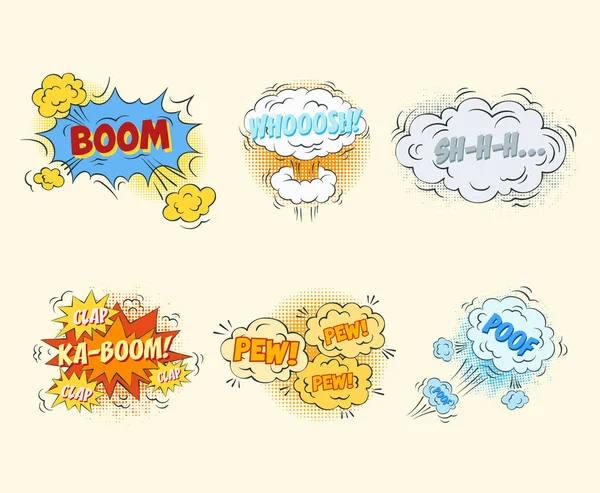 Comic blank text speech bubbles in pop art style set — Stock Vector