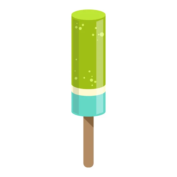 Green And Blue Ice-Cream Bar On A Stick, Colorful Popsicle Isolated Cartoon Object — Stock Vector