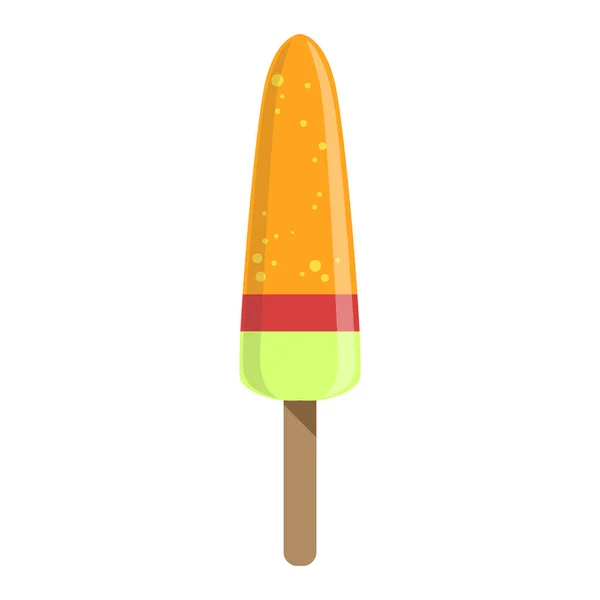 Barra de sorvete laranja, vermelha e verde em uma vara, colorido Popsicle isolado Cartoon Objeto — Vetor de Stock
