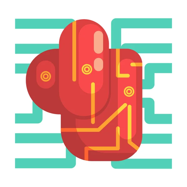 Órgano interno electrónico del corazón de Android, parte de la serie robótica futurista y de ciencia de TI de iconos de dibujos animados — Vector de stock