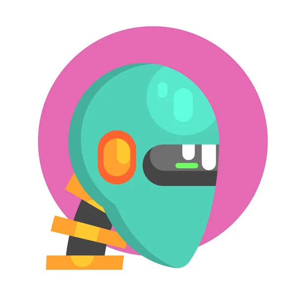 Blauwe Android hoofd portret, onderdeel van futuristische robot en het Science reeks Cartoon pictogrammen — Stockvector