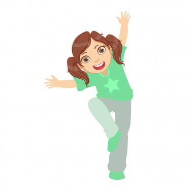 Sahnede, okul vitrin katılımcı müzik sanatsal yeteneği ile gerçekleştirme Breakdance dans Ponytails kızla
