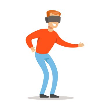 Sanal gerçeklik gözlüklü adam, Video oyun, insanlar kapalı Having oyunculuk ile bilgisayar oyunları oynarken zevk mutlu oyuncular parçası