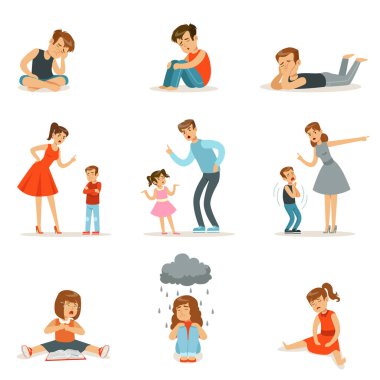 Veliler ve çocuklar, anne ve baba, karşılıklı ilişkiler çığlık ve azarlamak onların çocuk, negatif çocuk duygular