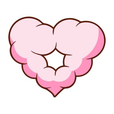 Pembe Kalp bulut şeklinde. Renkli karikatür çizimi