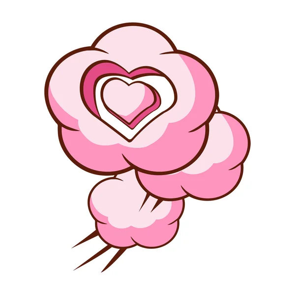 Nuage rose en forme de coeur. Illustration colorée de dessin animé — Image vectorielle