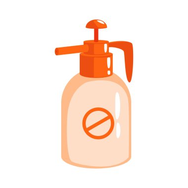 Böcek ilacı şişe portakal püskürtücü. Renkli karikatür çizimi