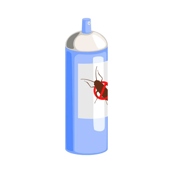 Blue can of cockroach insecticide. Colorful cartoon illustration — Stock Vector