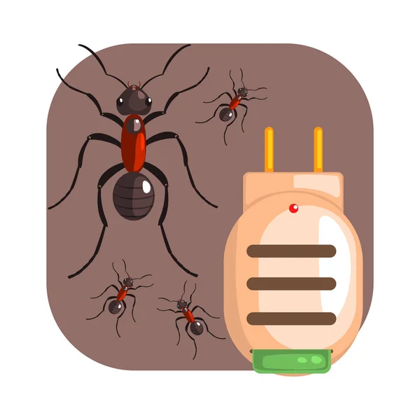 Electric anti ant fumigator. Colorful cartoon illustration — Stock Vector