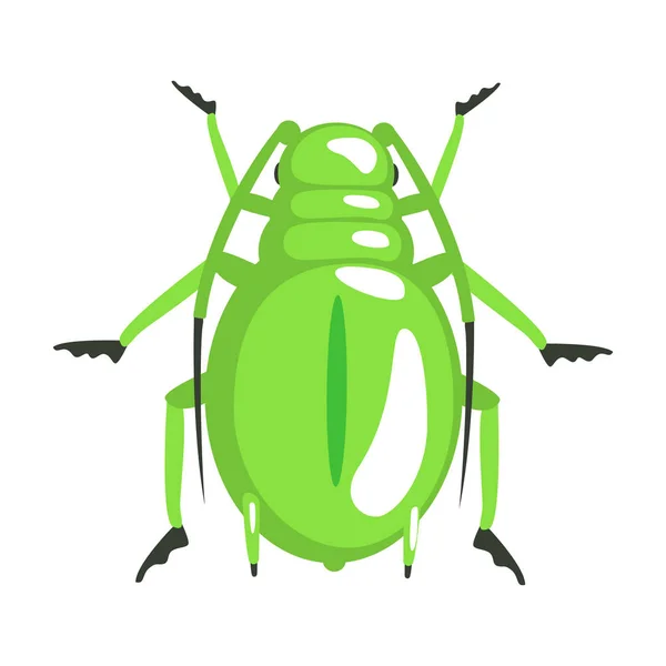 Escarabajo longhorn verde colorido personaje de dibujos animados — Vector de stock