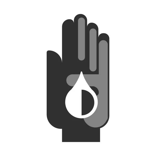 Mano humana con gota de aceite. Ilustración vectorial plana — Vector de stock