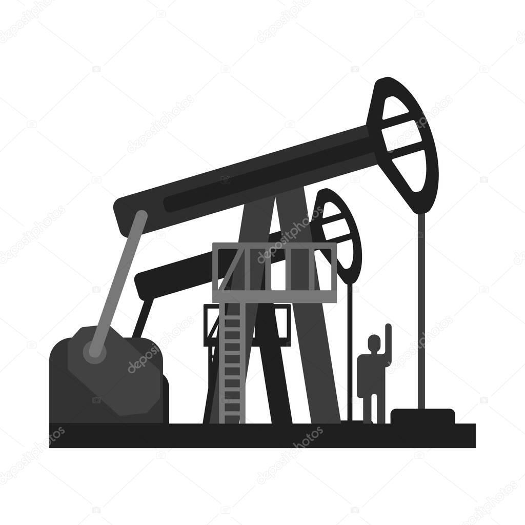 Oil pump jacks. Oil industry production equipment, Flat vector illustration