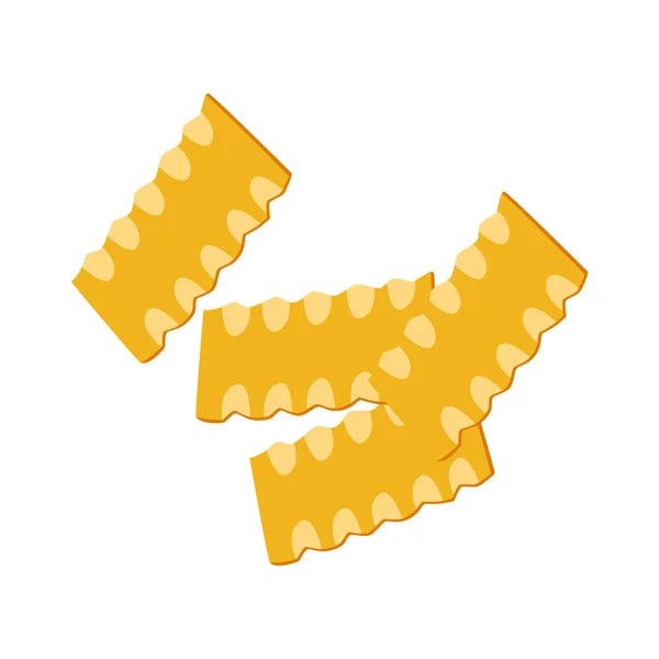 Mafaldine pasta. Italiaanse deegwaren, macaroni, cartoon afbeelding — Stockvector